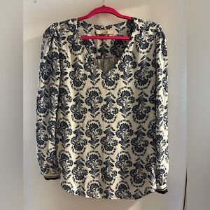 Blue and White floral blouse